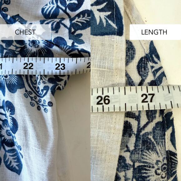 CHICO'S 100% Linen Watercolor Floral Print Button Front Shirt Size 14/L - Picture 13 of 14